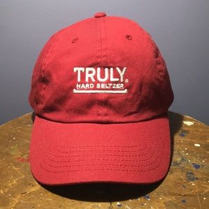 Truly Hard Seltzer maroon hat 6 full panel adjustable back strap cap
